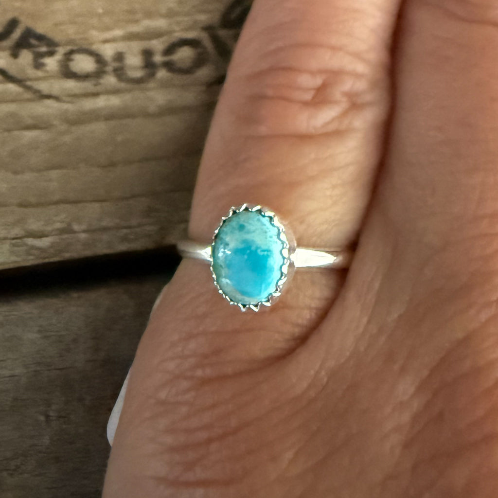 Authentic Native American Handmade Sterling Silver and Turquoise ring size 4 1/2