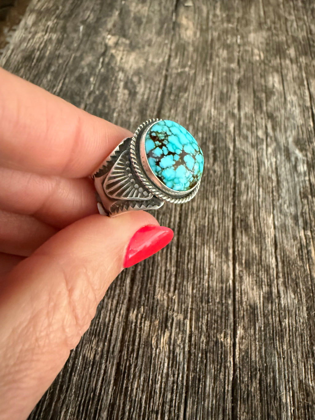 Kingman Web Custom Turquoise Ring