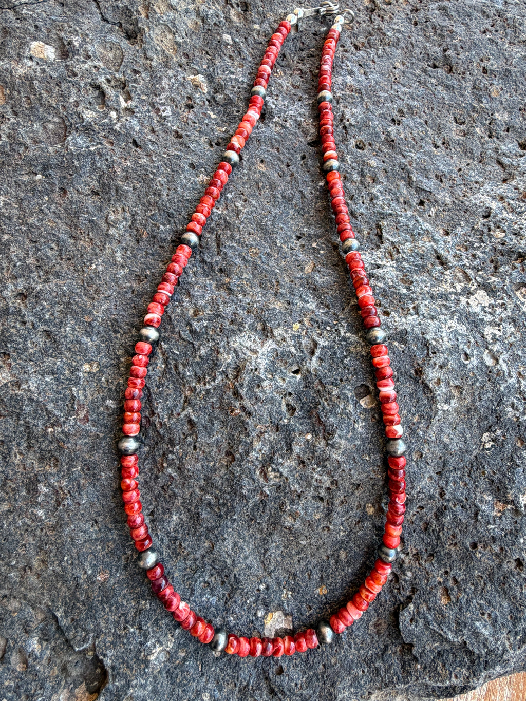 Native American Marquez Tachiini Handmade Turquoise Necklace with Sterling Navajo Beads 14-16” Adjustable Sterling Silver Clasp