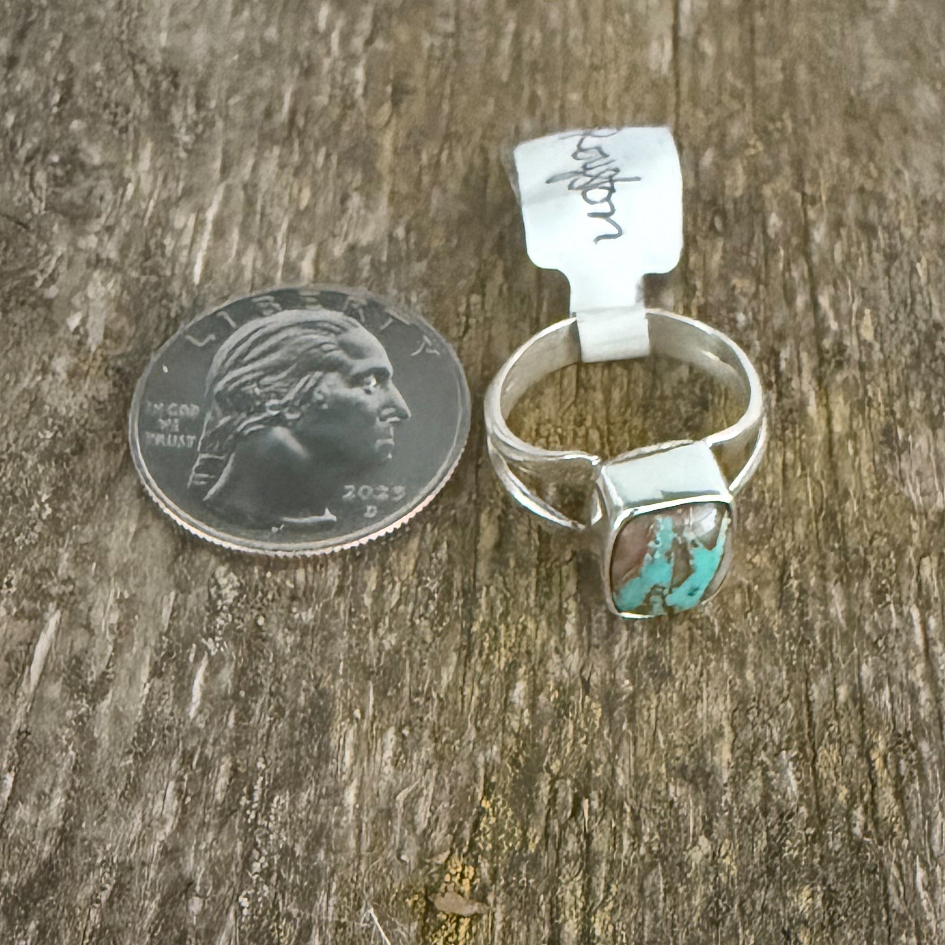 Authentic Native American Handmade Sterling Silver and Royston Ribbon Turquoise Ring Size 6 1/2.