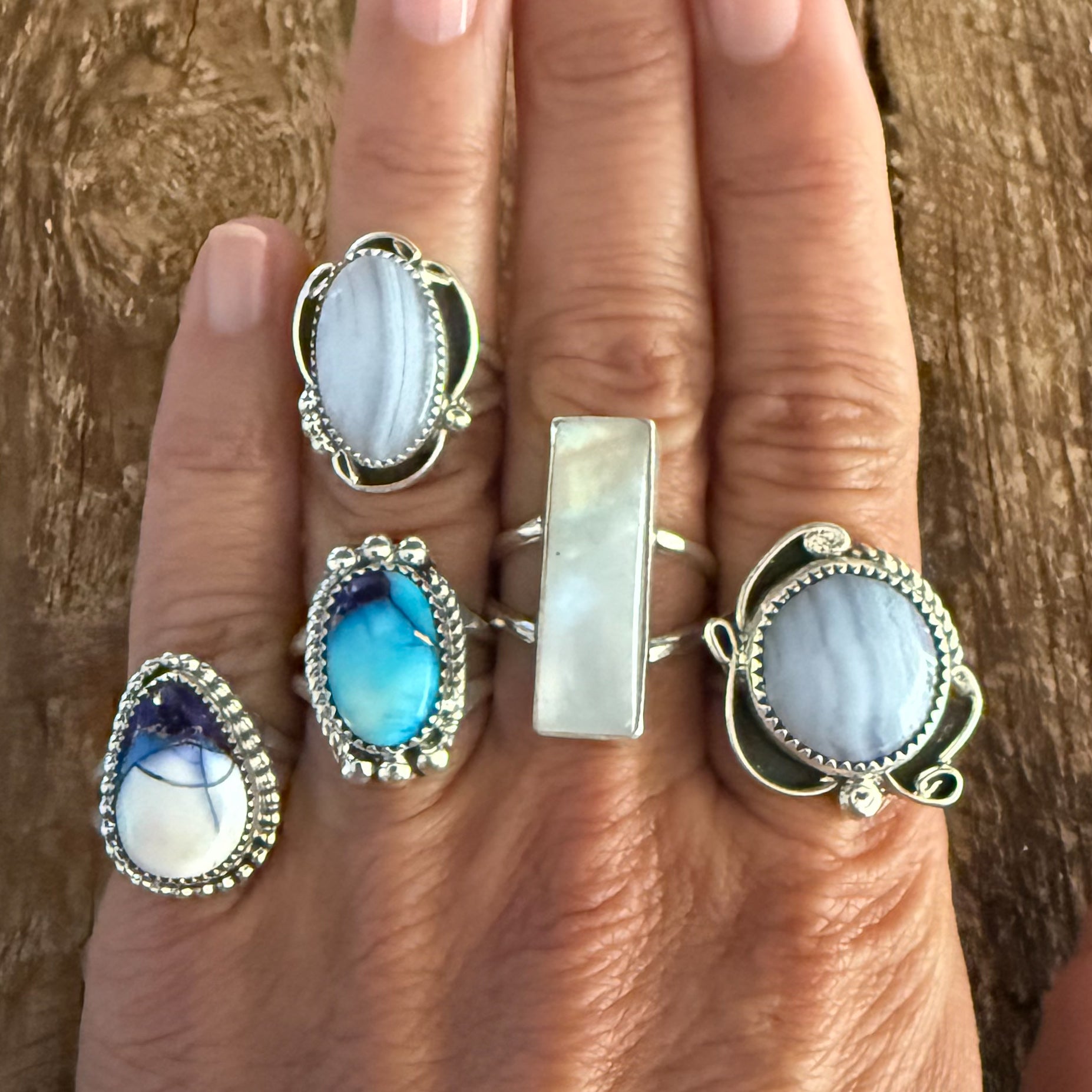 Authentic Native American Handmade Sterling Silver and Lavender Dahlia Ring size 7 1/2.