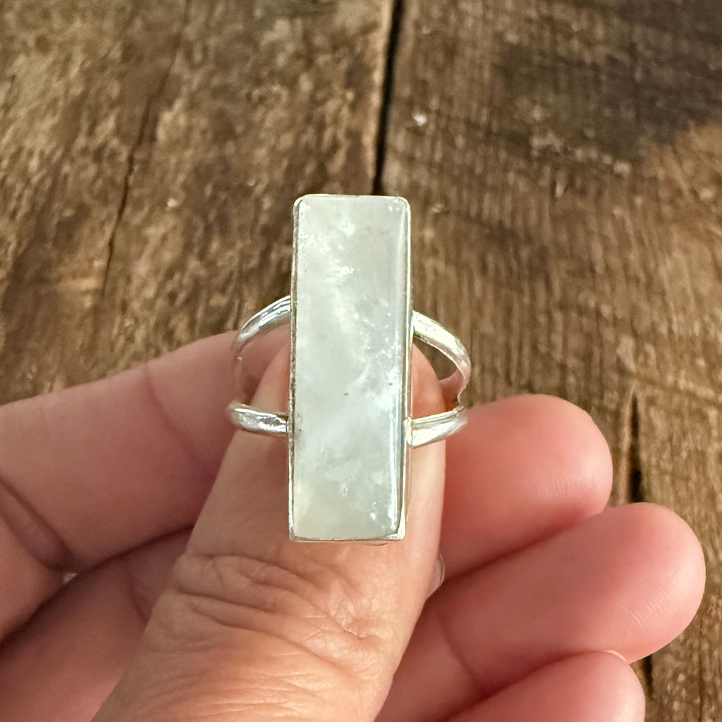 Authentic Native American Handmade Sterling Silver and Moonstone Ring size 9.