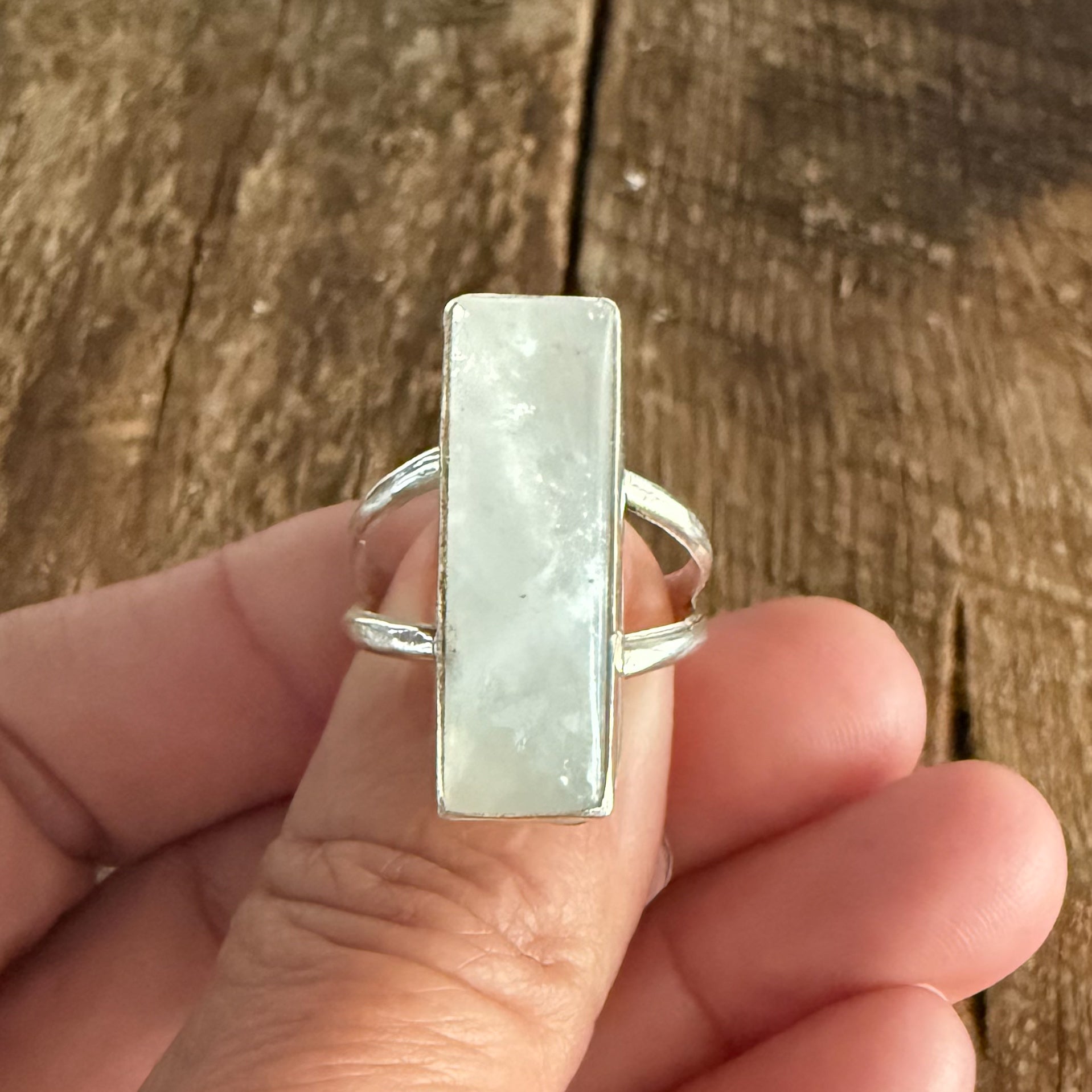 Authentic Native American Handmade Sterling Silver and Moonstone Ring size 9.