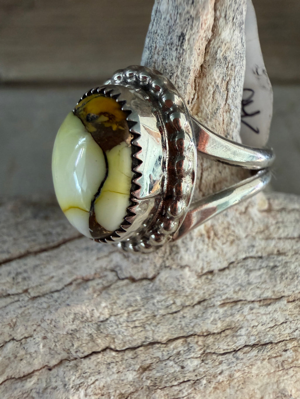 Native American Jennifer Begay Handmade Sterling Silver-Honey Dahlia Ring Size 7