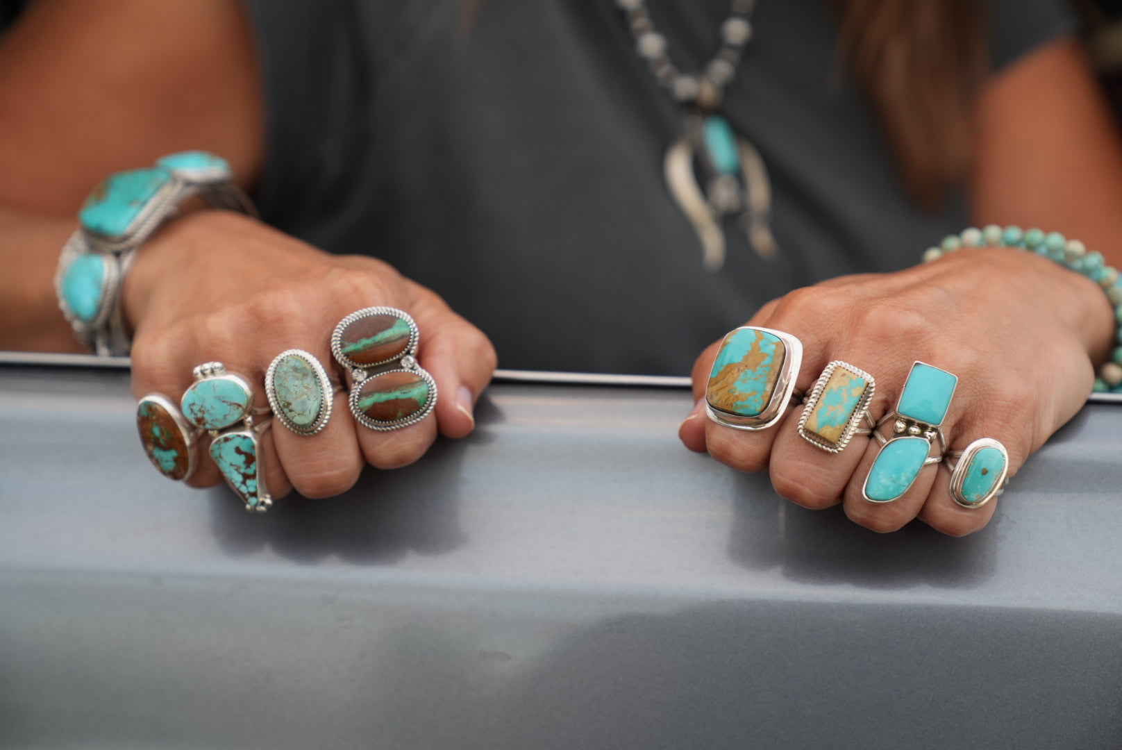 Authentic Native American Handmade Sterling Silver and Turquoise Vintage Cuff