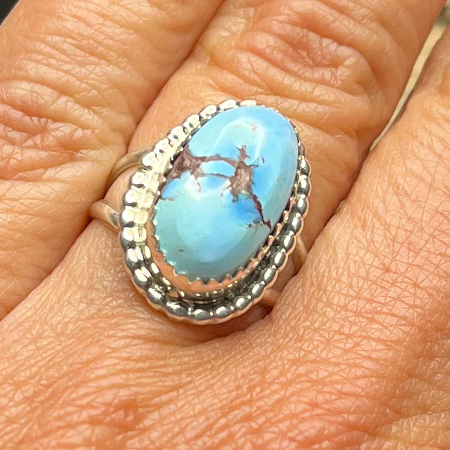 Authentic Native American Handmade Golden Hills Turquoise Ring