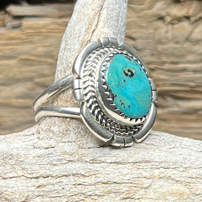 Authentic Native American Sterling Silver Turquoise Ring