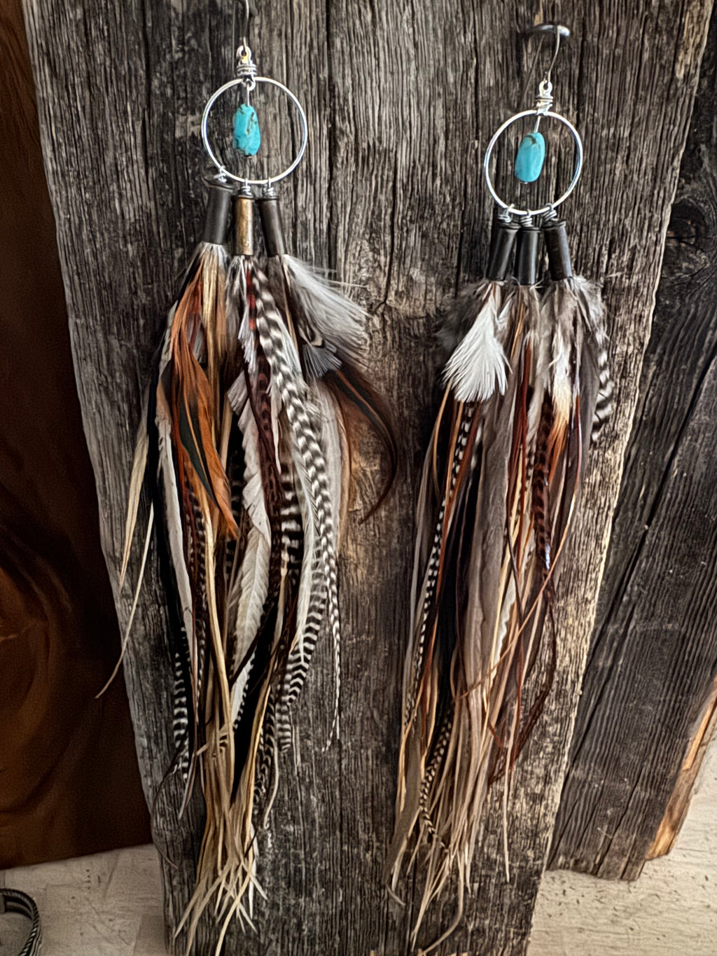 Turquoise Feathered Earrings