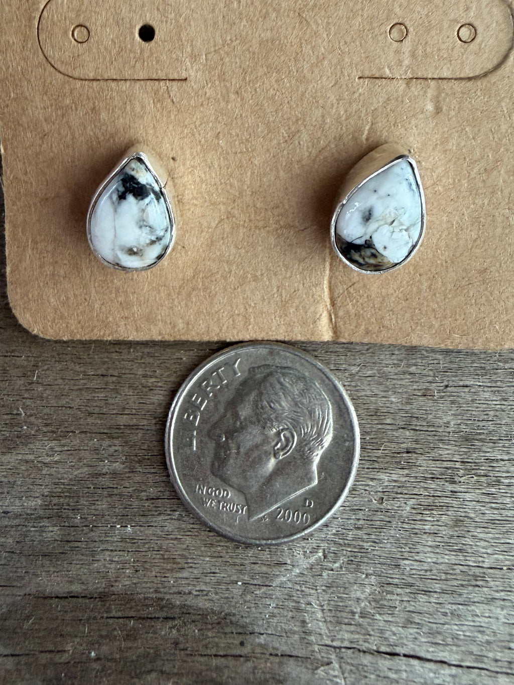 Native American Handmade White Buffalo Turquoise-Silver Earrings