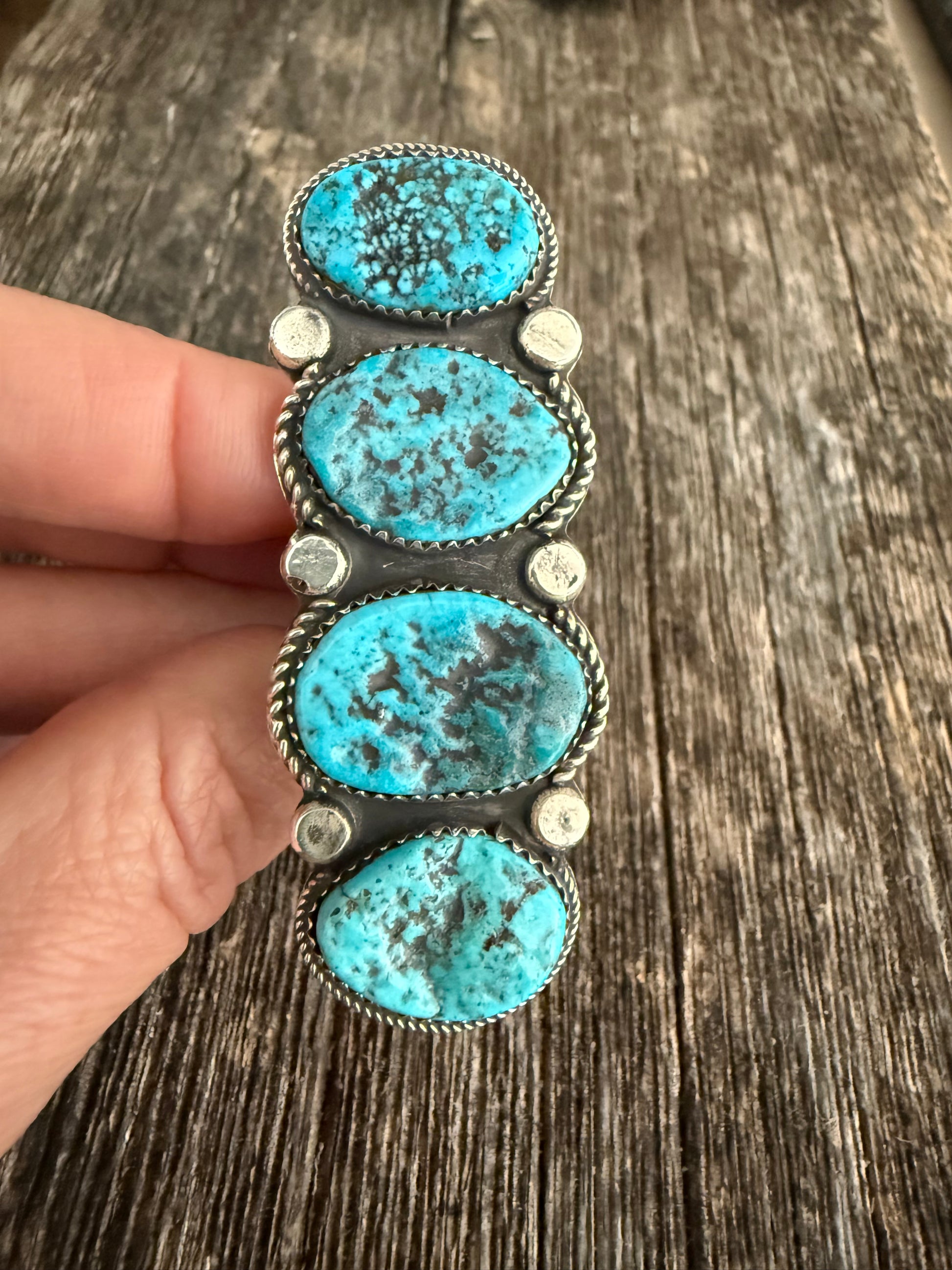 Custom Chad Tellar Kingman Nugget Stacker Turquoise Ring