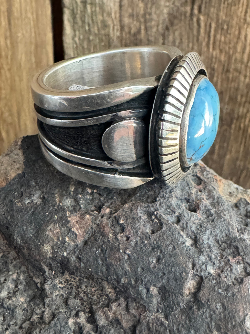 Cooper Willie Handmade Golden Hills Turquoise-Silver Ring Size 11