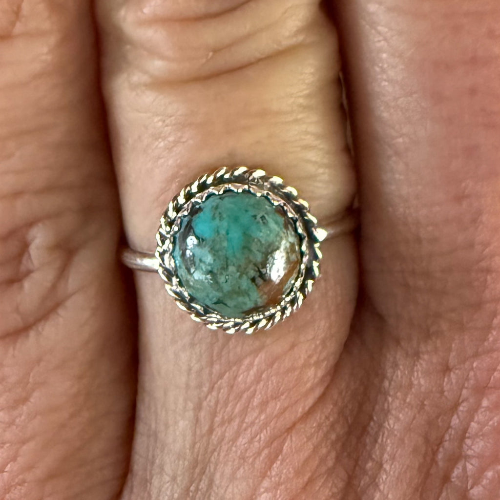 Authentic Native American Handmade Sterling Silver and Turquoise Ring size 7.