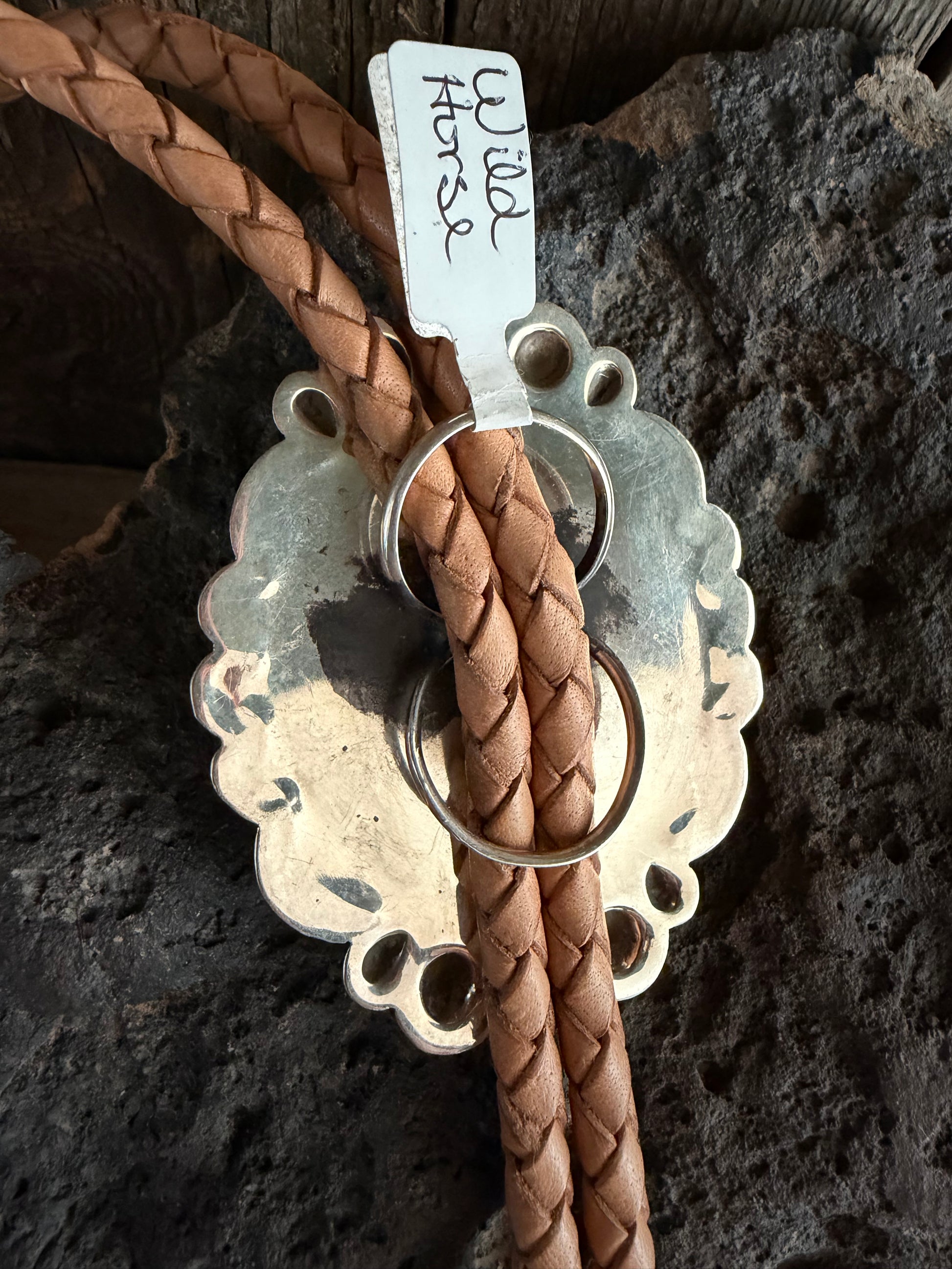 Native America Randy Begay Handmade Sterling Silver Wild-Horse Bolo Tie