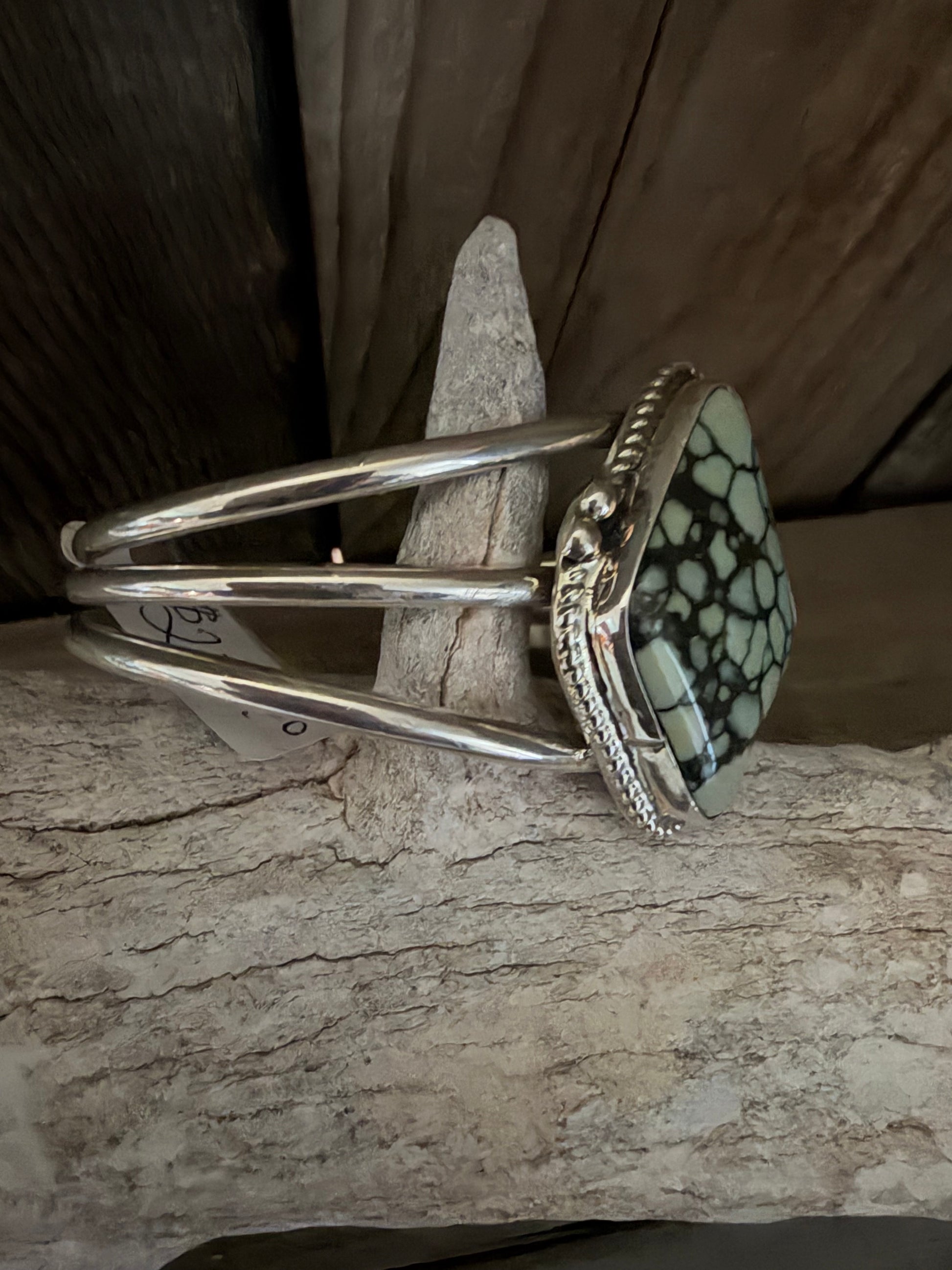 Native American Handmade Desert Bloom Variscite Sterling Silver Bracelet