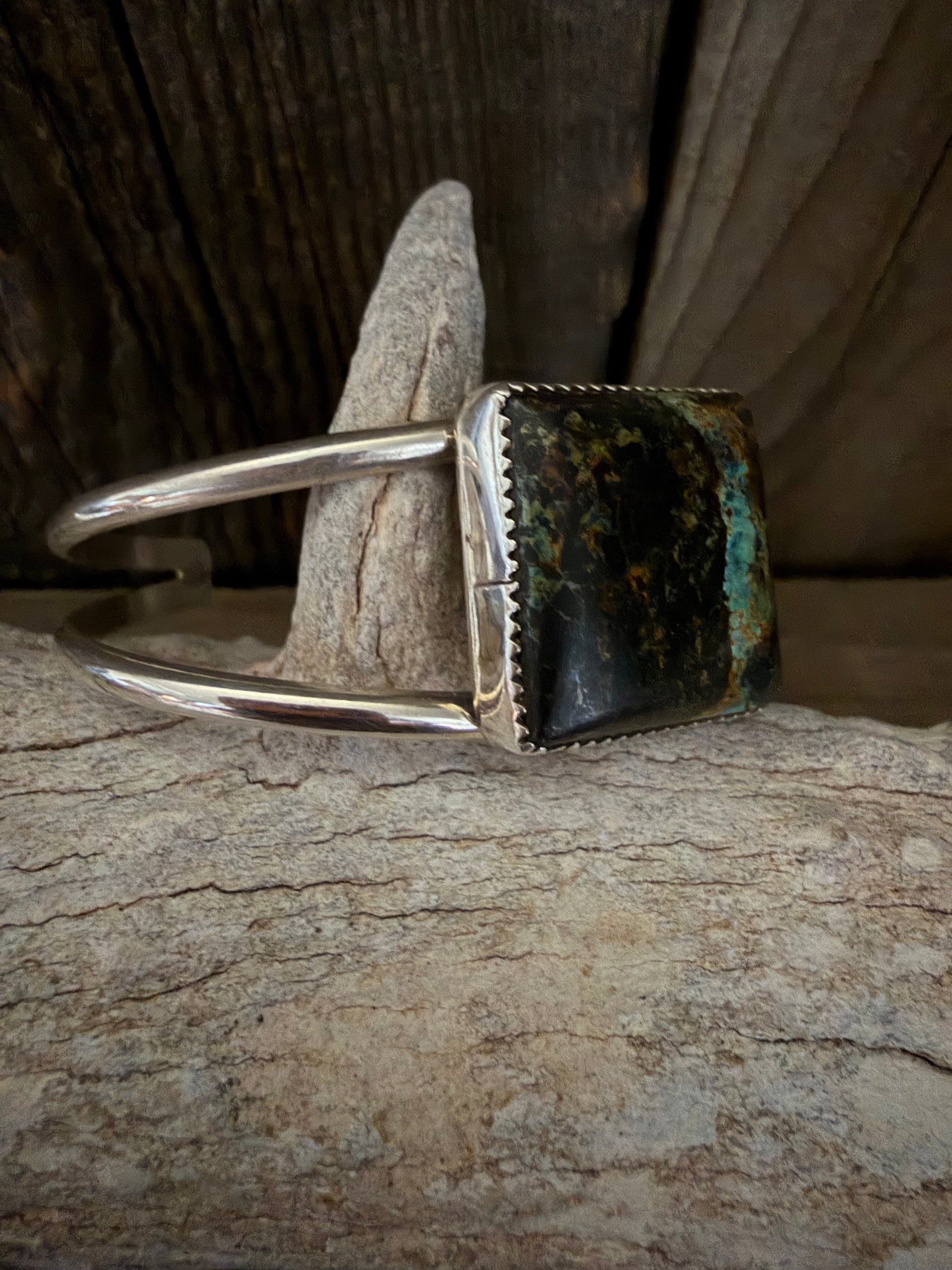 Native American Handmade Blackjack Sterling Silver Bracelet