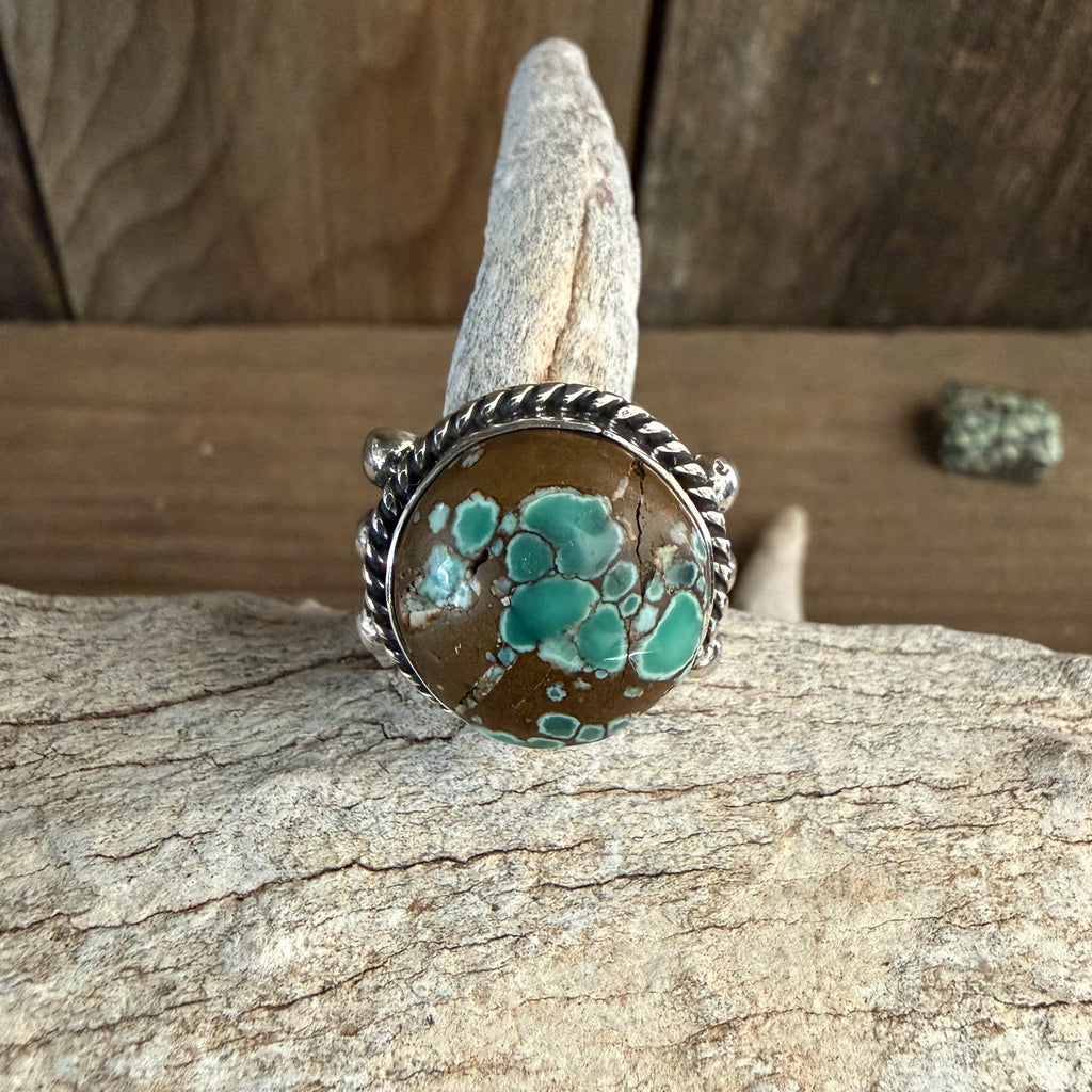 Authentic Native American Handmade Sterling Silver and Variscite Ring size 7 1/2.