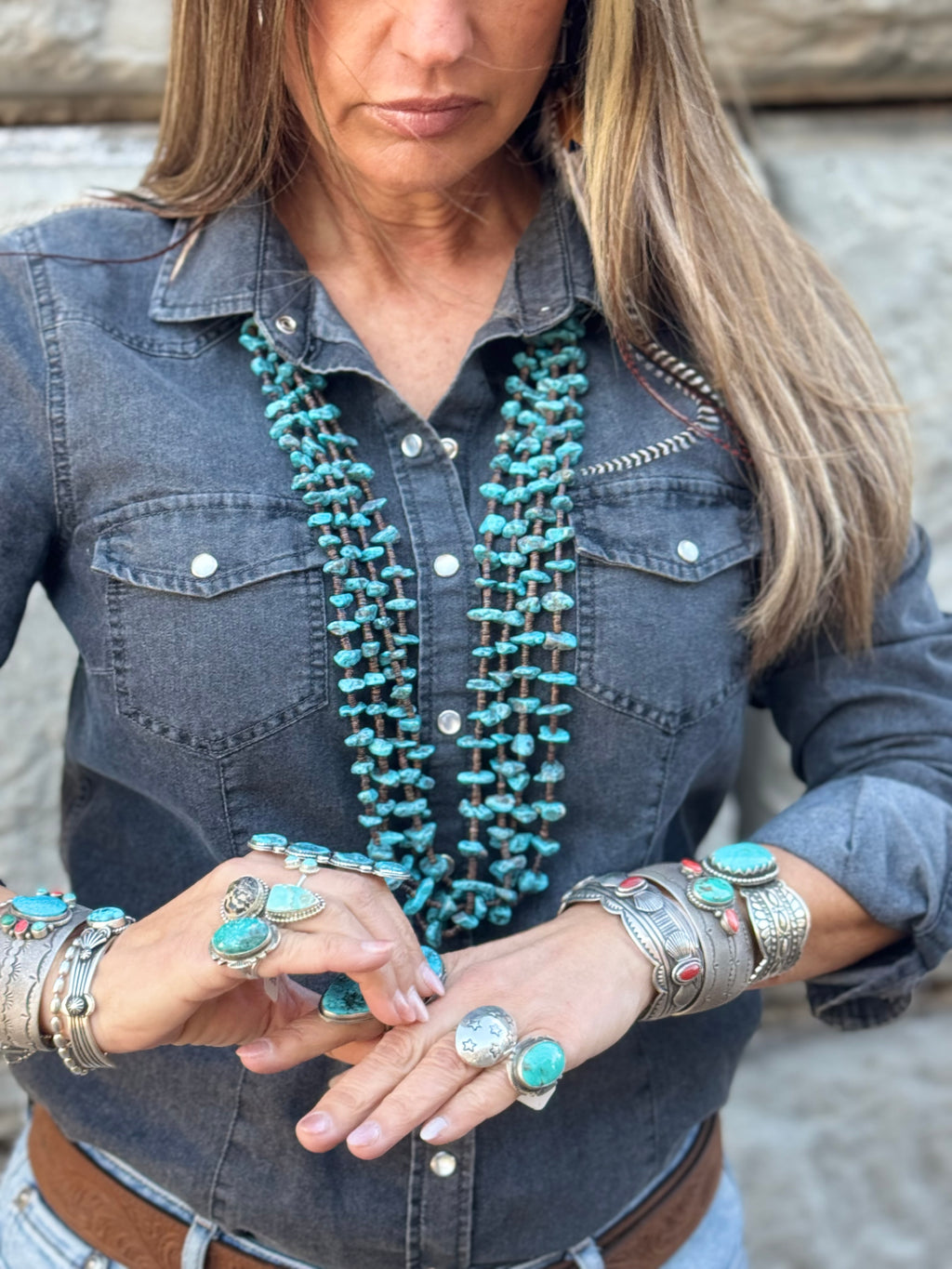 Handmade Custom Kingman Nugget and Heishi Bead Necklace