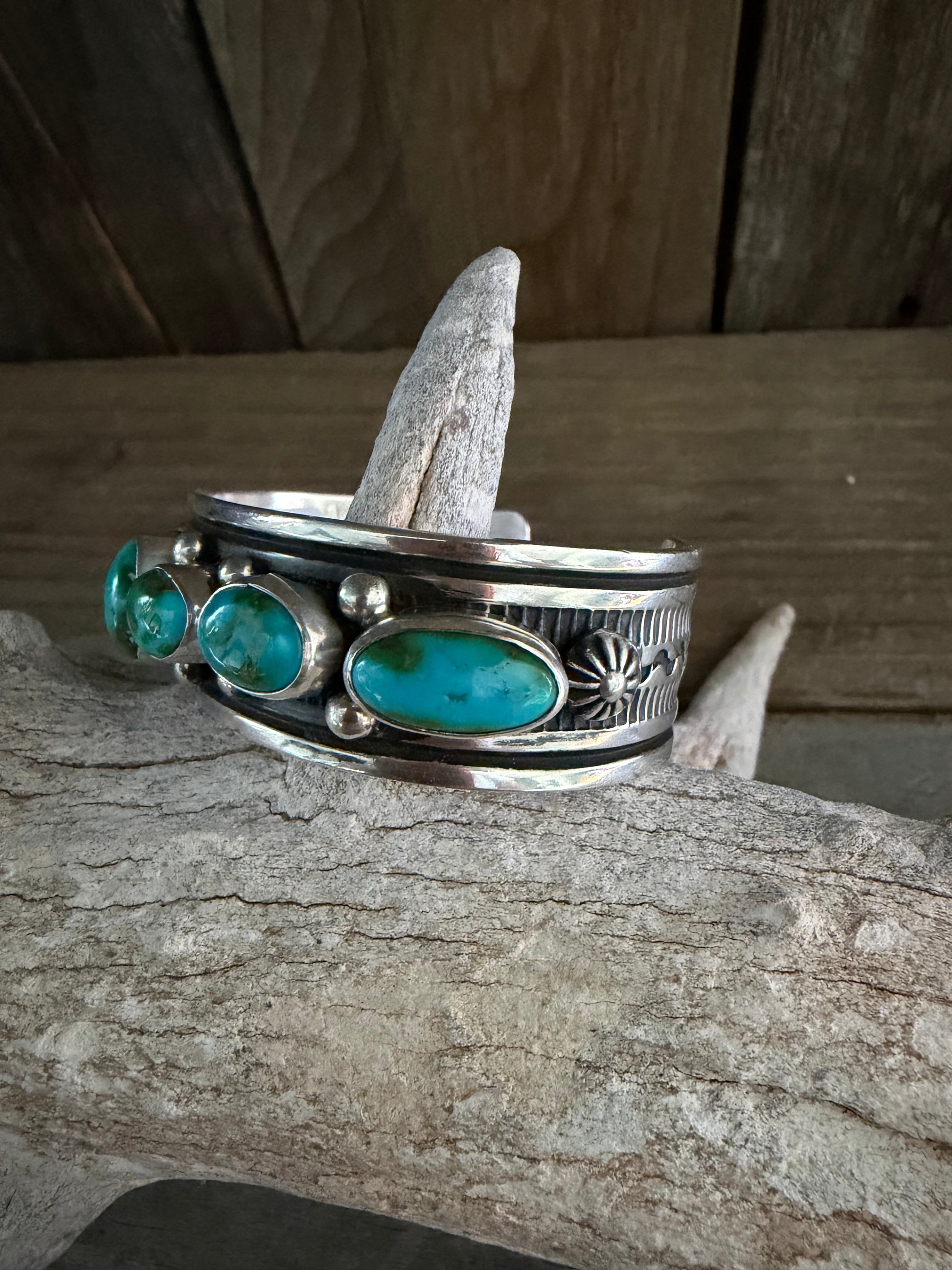 Native American Albert Jake Handmade Women’s Sterling Silver-Sonoran Gold Turquoise Cuff