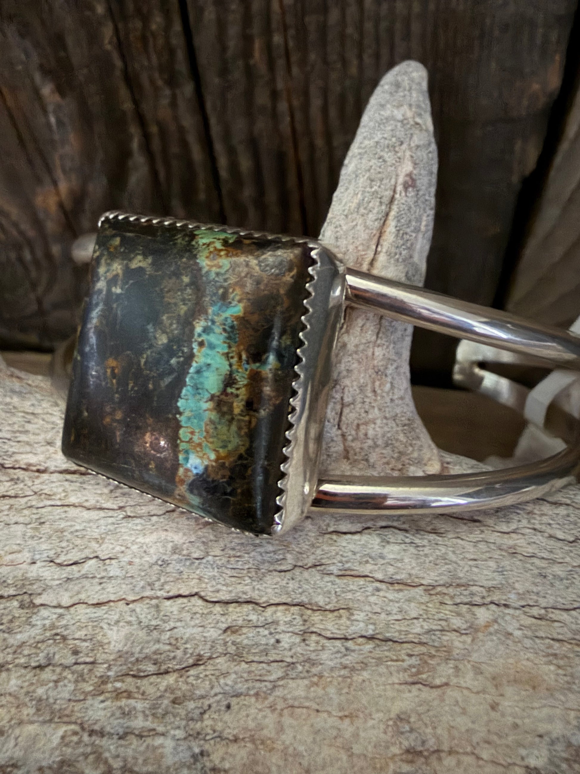 Native American Handmade Blackjack Sterling Silver Bracelet