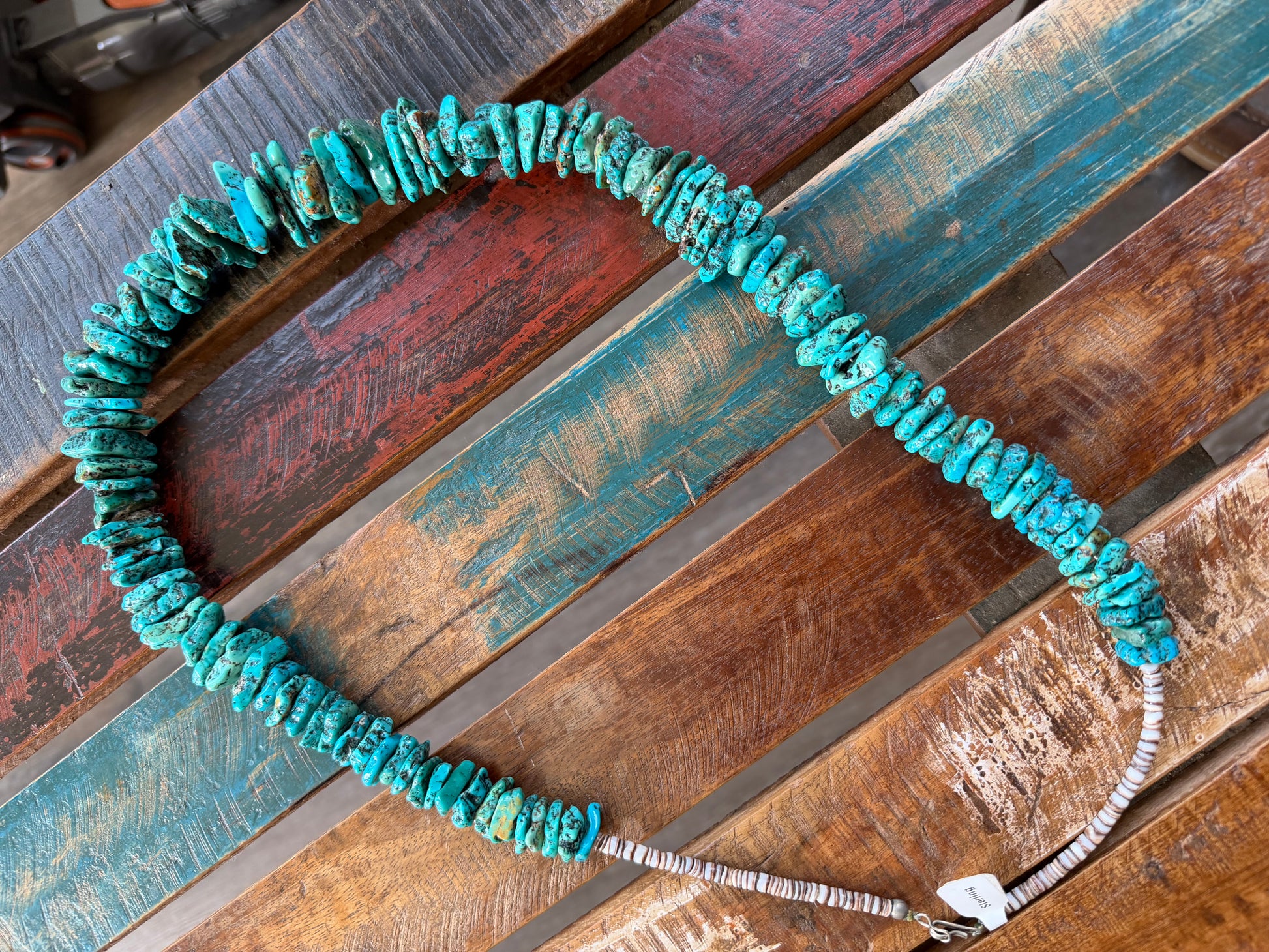 Native American Handmade Heavy Chunky Kingman Nugget Necklace 30”