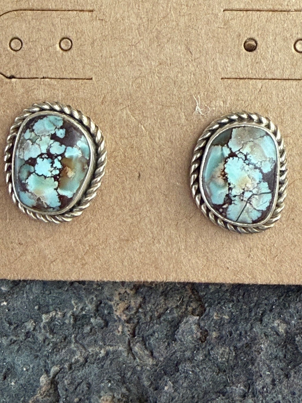 Native American Handmade Sterling Silver Turquoise Earrings