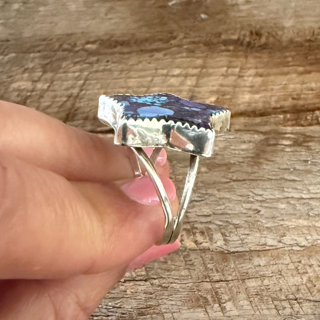 Authentic Native American Handmade Purple Mojave Turquoise Star Ring Size 10.