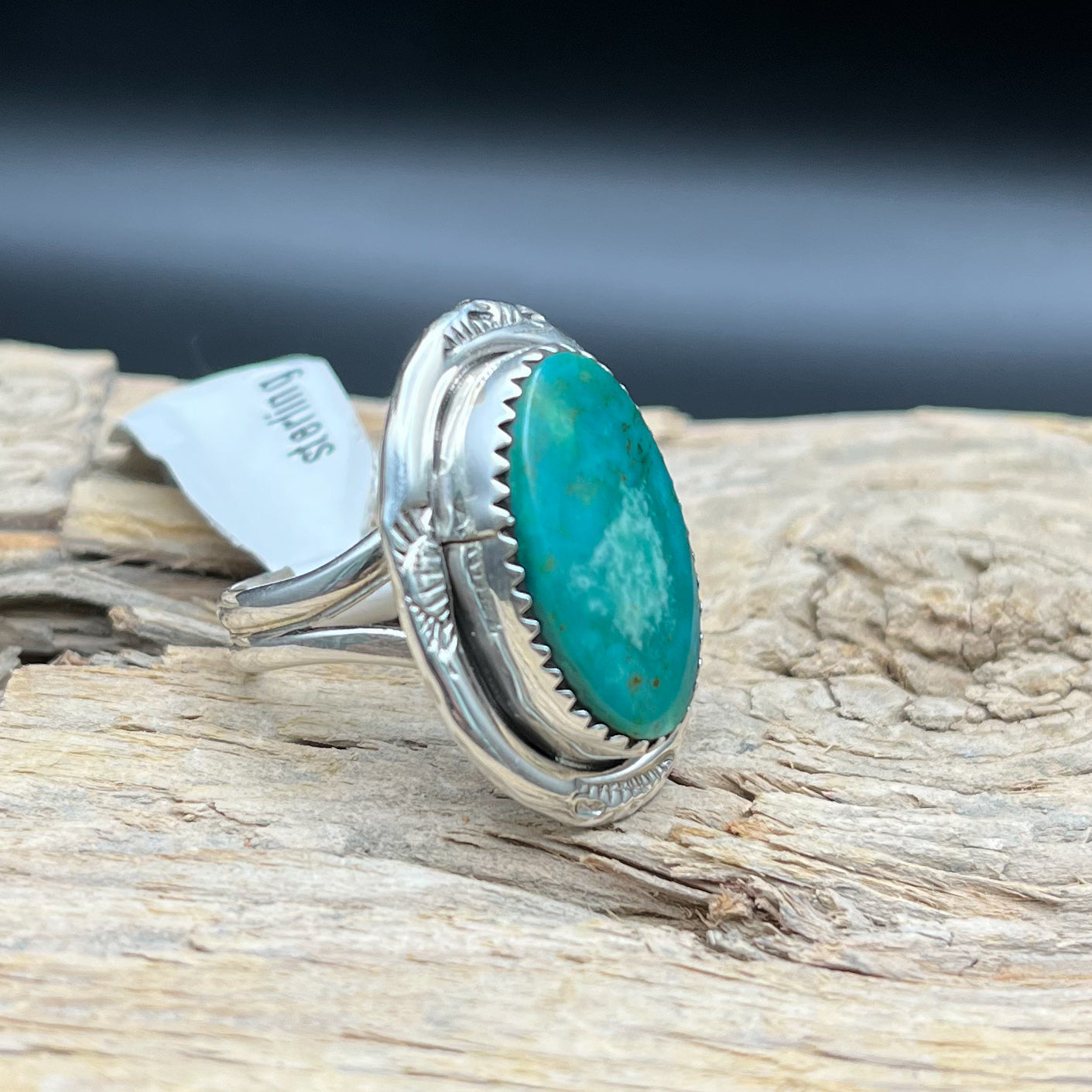 Authentic Native American Handmade Deep green turquoise ring