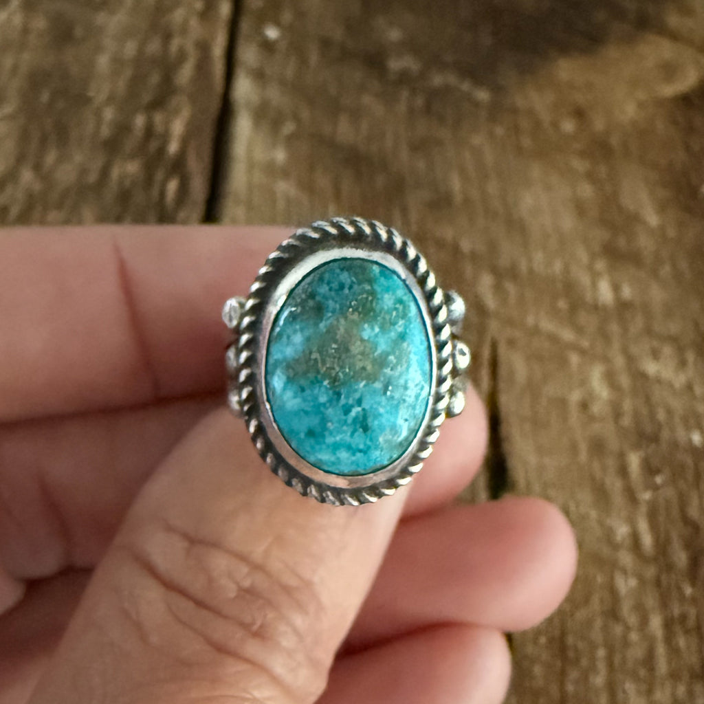 Authentic Native American Handmade Sterling Silver and Turquoise Ring size 7 1/2
