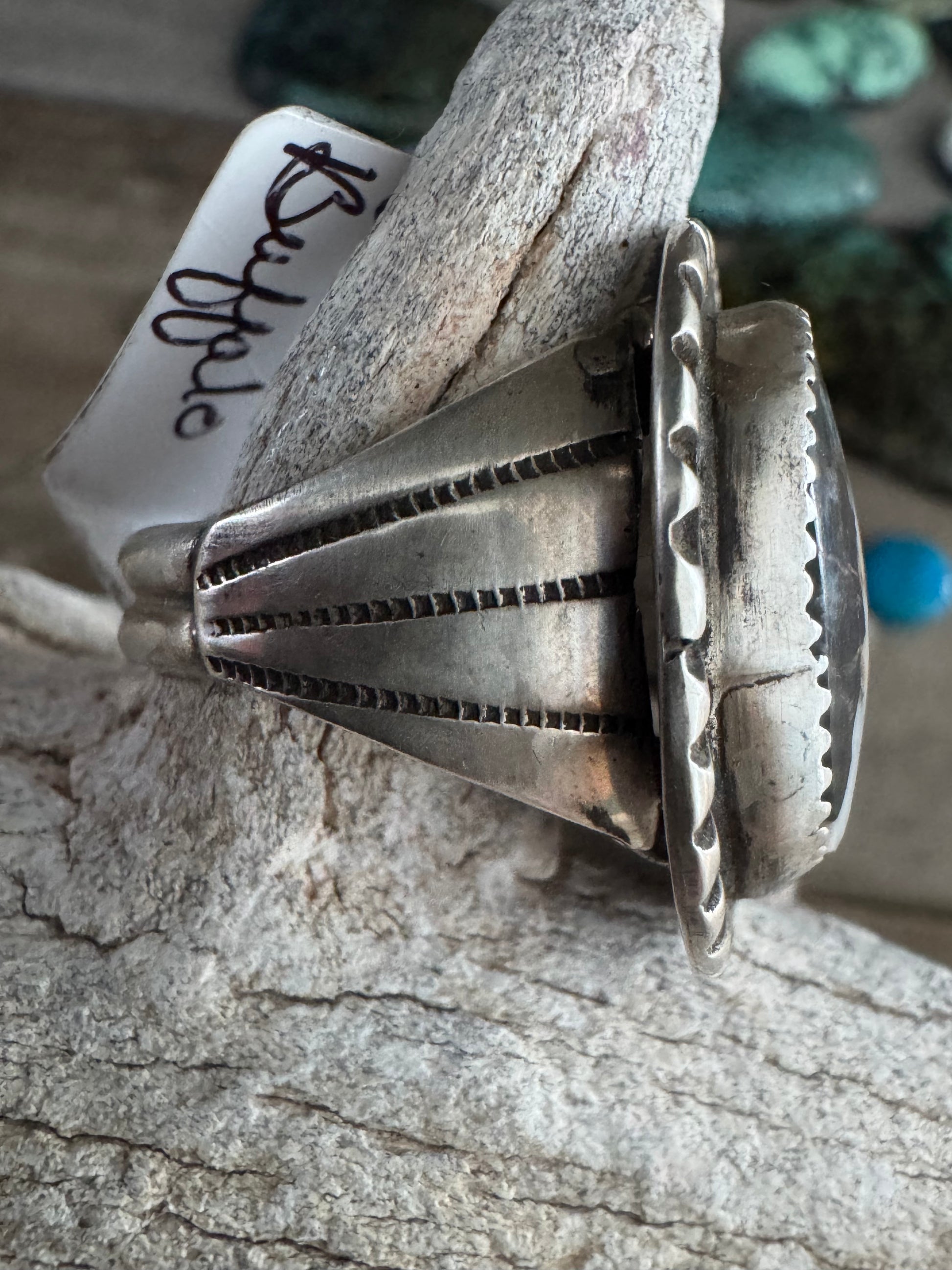 Handmade White Buffalo-Sterling Silver Ring Size 11