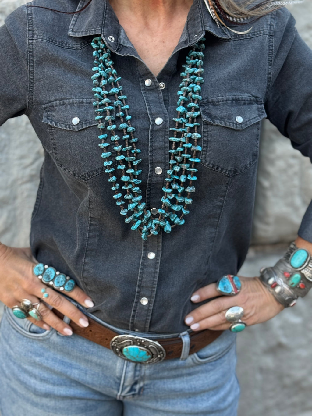 Handmade Custom Kingman Nugget and Heishi Bead Necklace