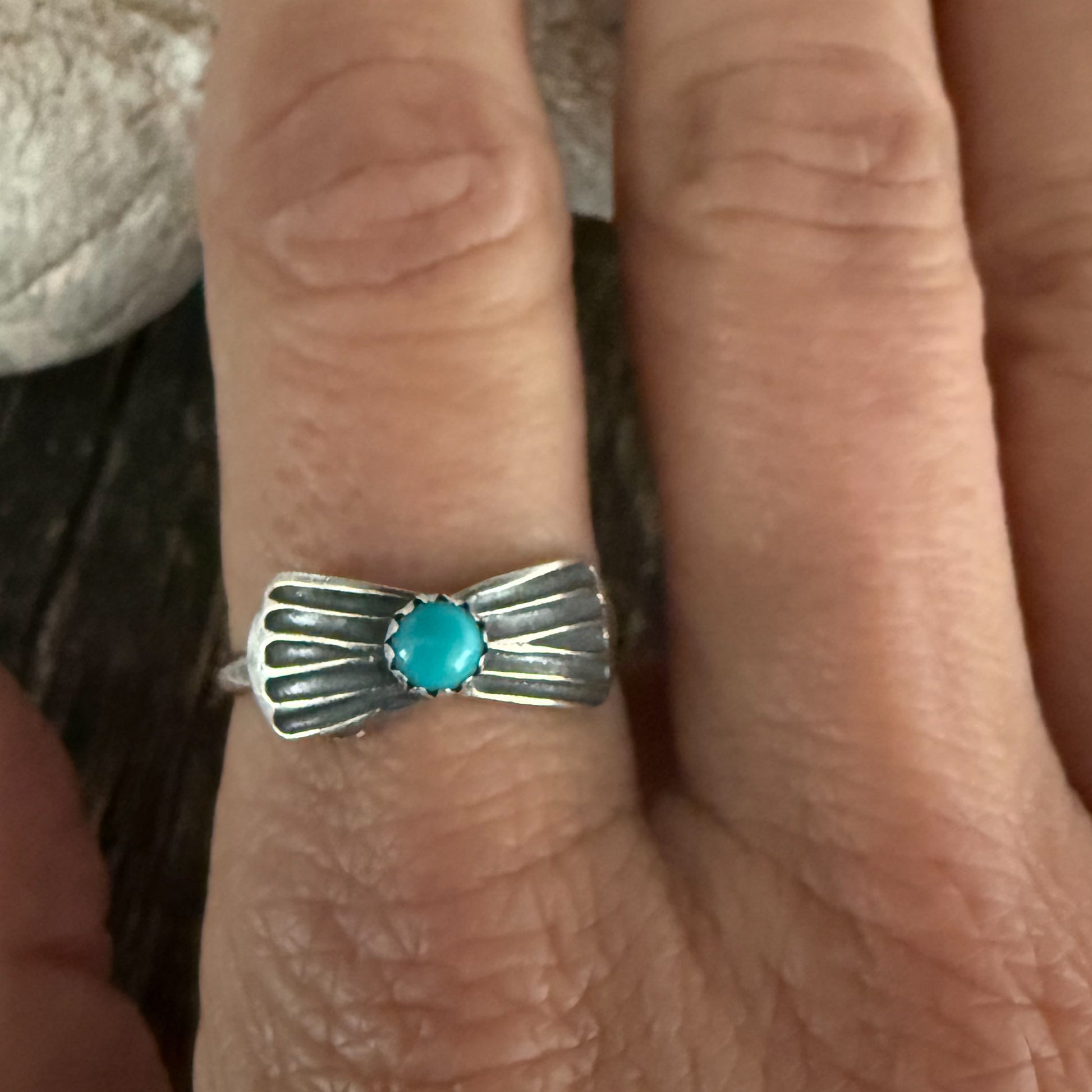 Authentic Native American Handmade Sterling Silver and Turquoise Ring size 9 1/2.