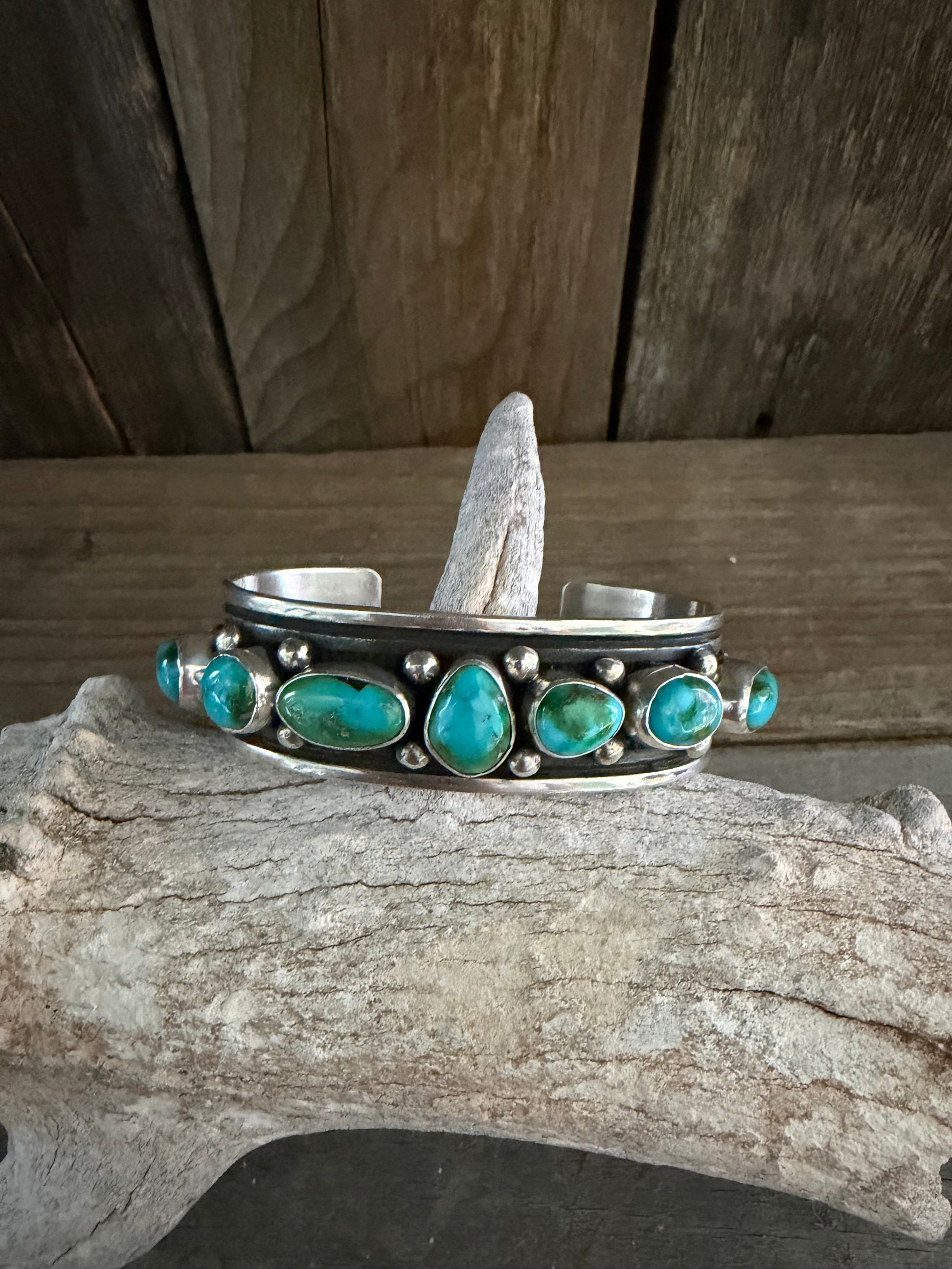 Native American Albert Jake Handmade Women’s Sterling Silver-Sonoran Gold Turquoise Cuff