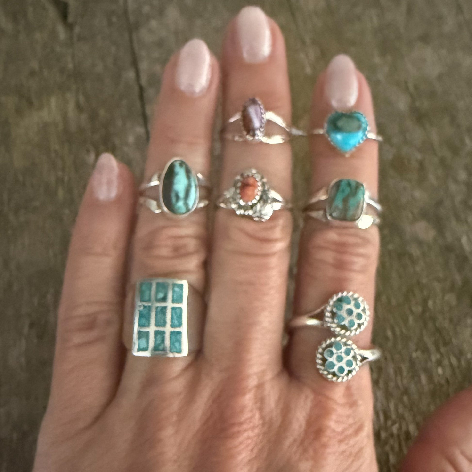 Authentic Native American Handmade Sterling Silver and Black Jack Turquoise Ring Size 5 1/2.