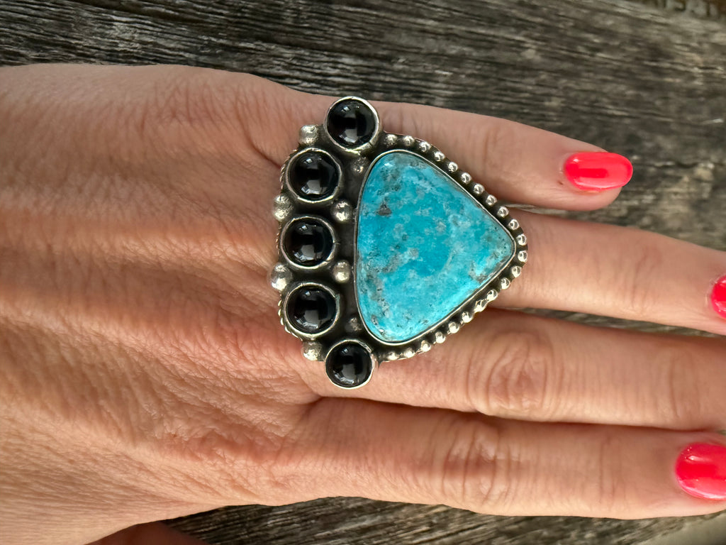 Black Onyx and Turquoise Custom Chad Tellar Ring