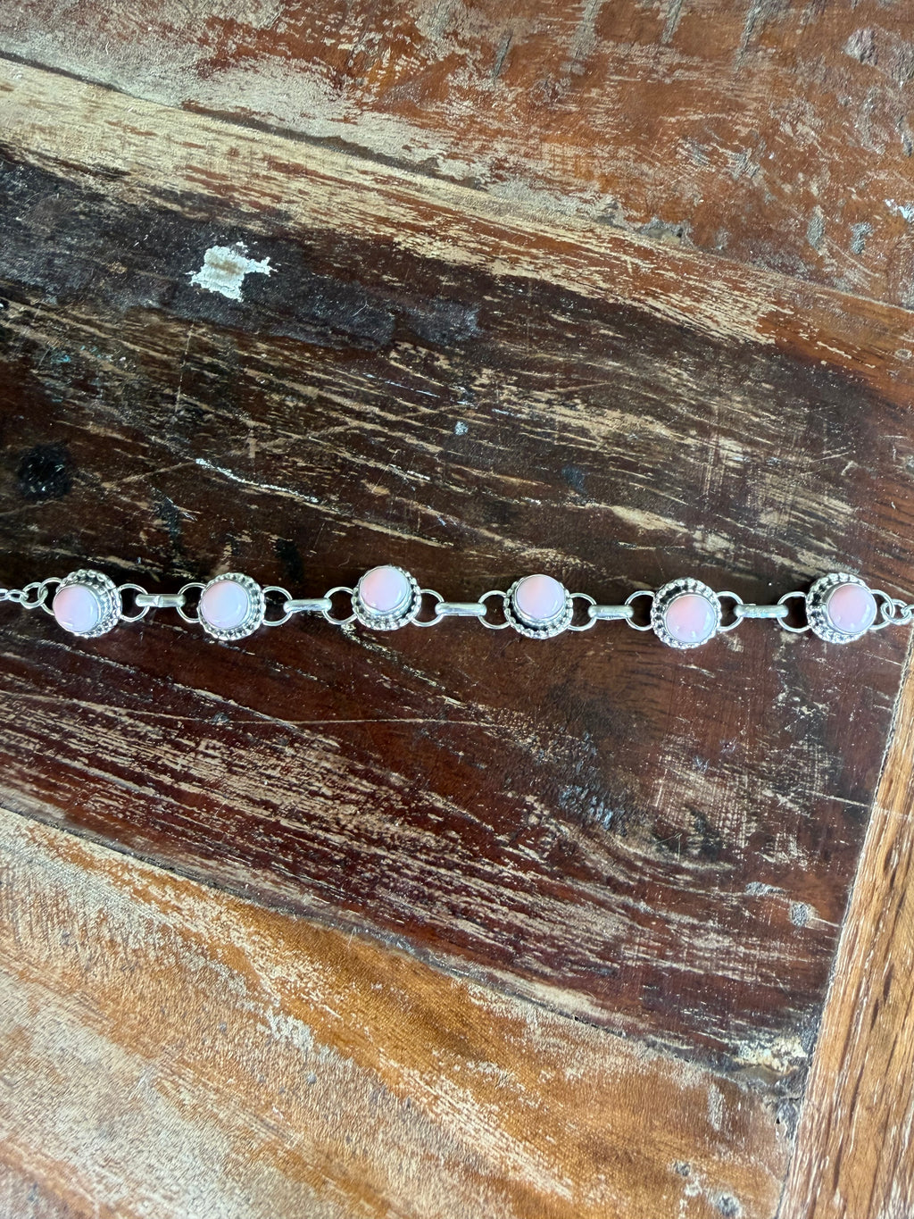 Native American Handmade Sterling Silver Pink Conch Choker Necklace 15”
