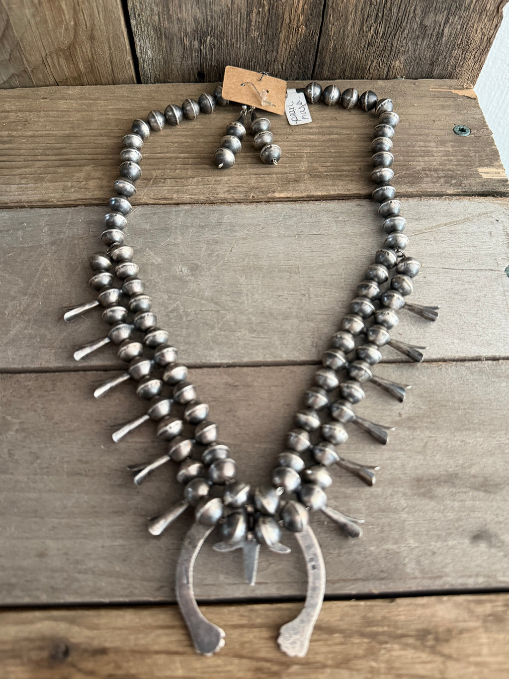 Native American Handmade Navajo Pearl Squash Blossom Nadja Vintage Sterling Silver 😮