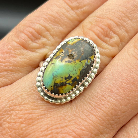 Authentic Native American Handmade Black Jack Turquoise Ring