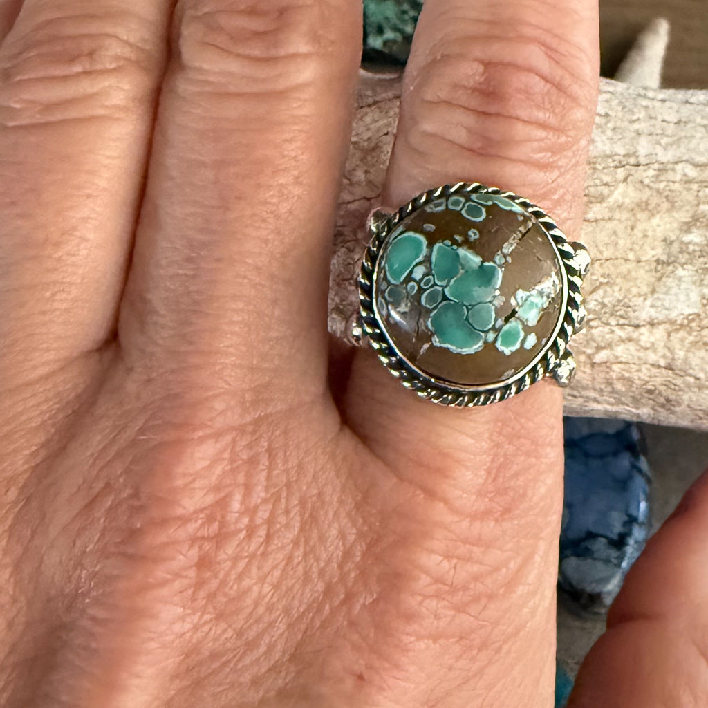 Authentic Native American Handmade Sterling Silver and Variscite Ring size 7 1/2.