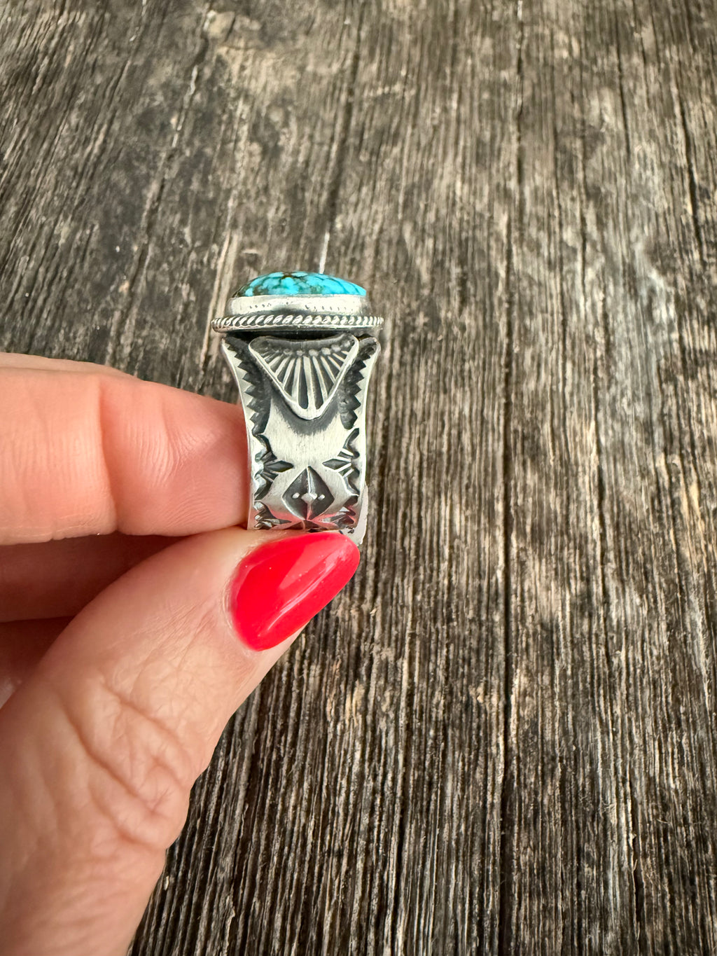 Kingman Web Custom Turquoise Ring