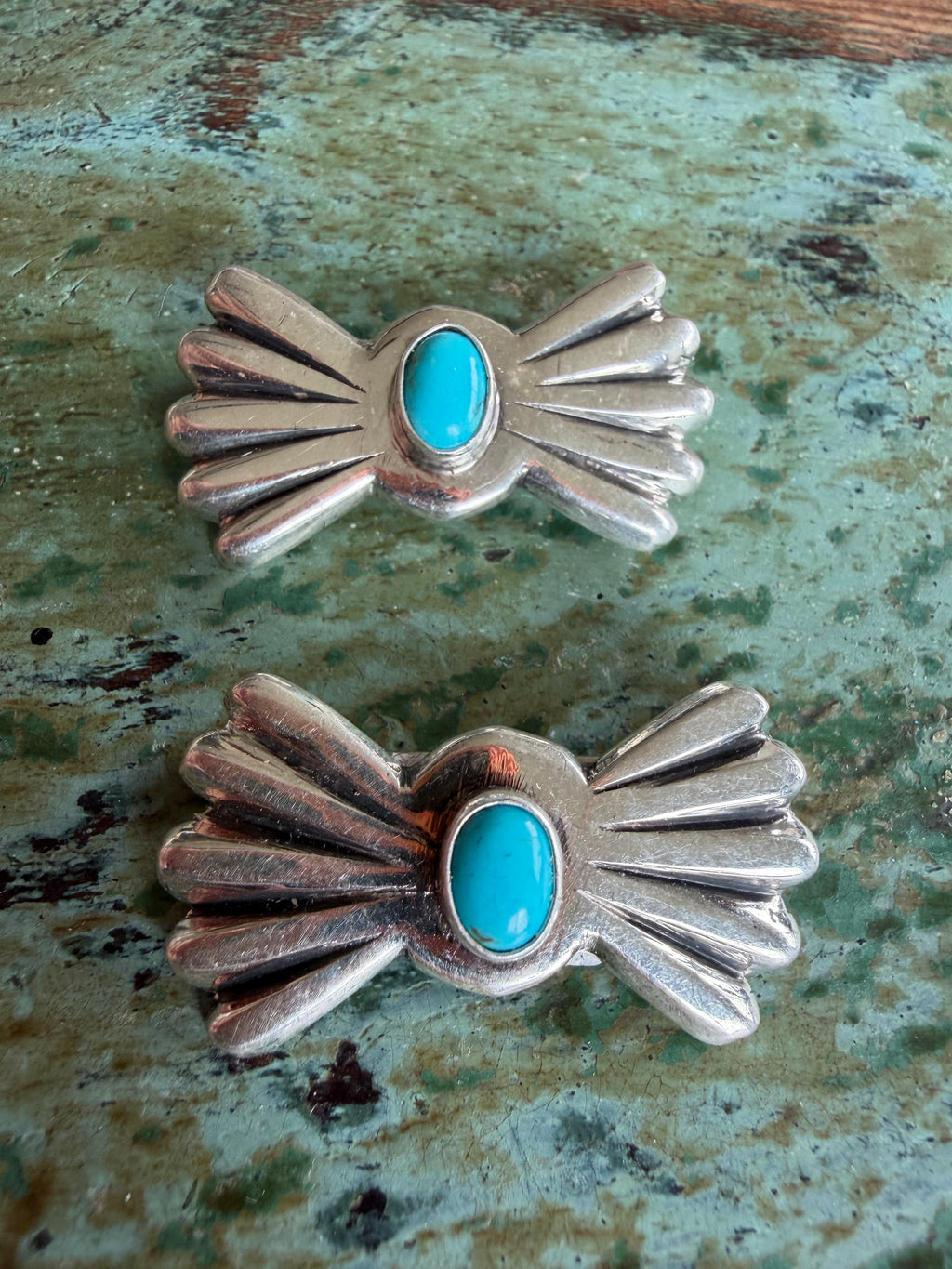 Native American Handmade Sterling Silver-Turquoise Pin
