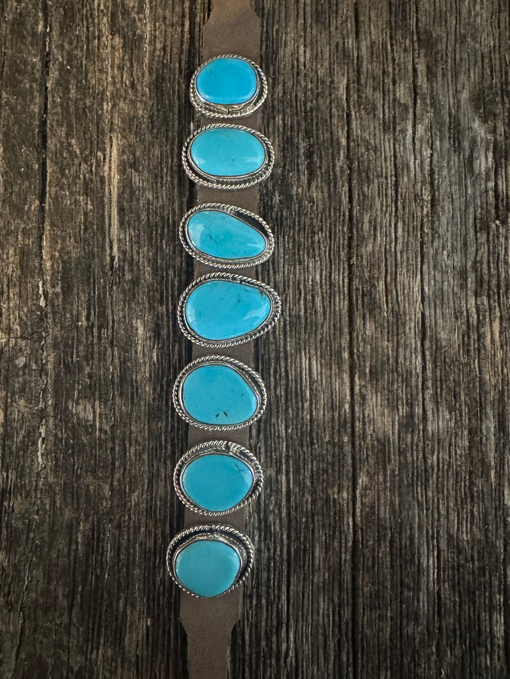 7 Stone Leather Bracelet