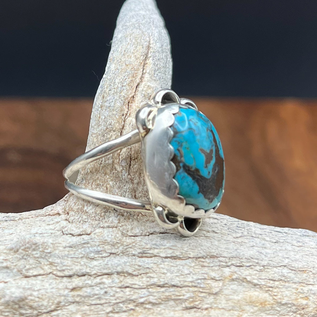 Authentic Native American Handmade Turquoise Ring Size 6 1/4.