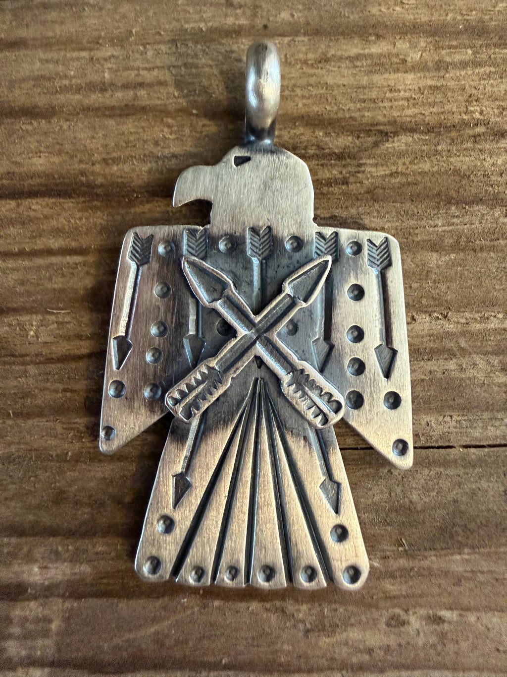 Native American Handmade Sterling Silver Thunderbird Pendant