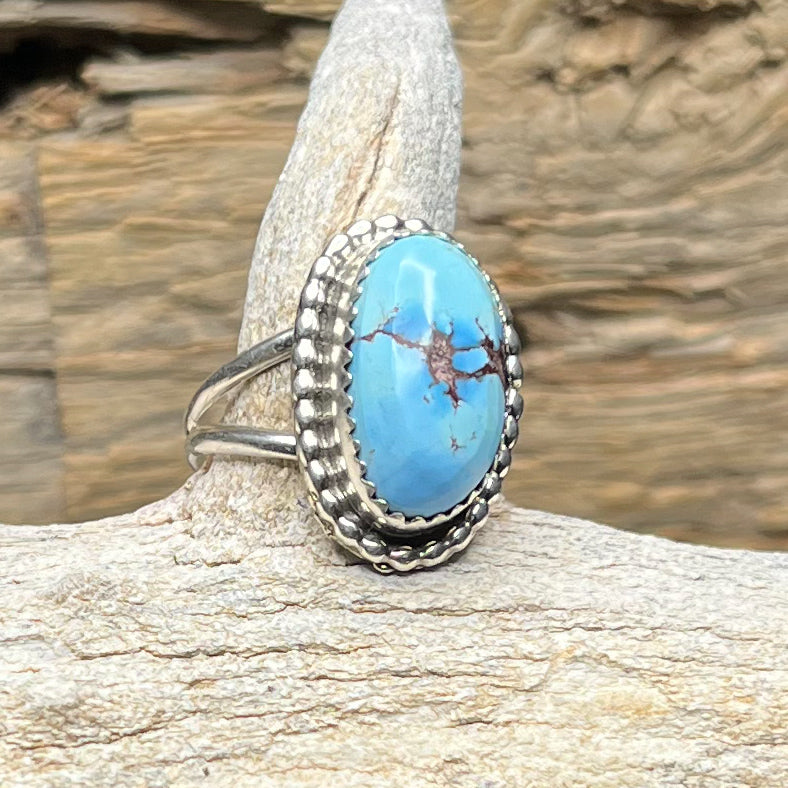 Authentic Native American Handmade Golden Hills Turquoise Ring