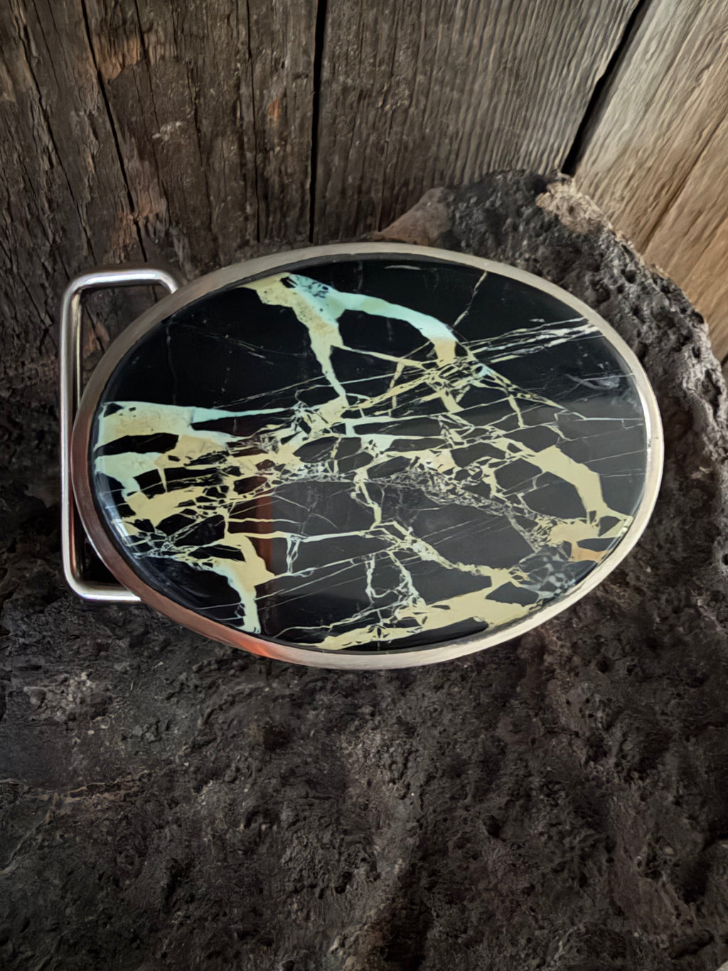 San Pedro Variscite Handmade Oval Belt Buckle(Large)