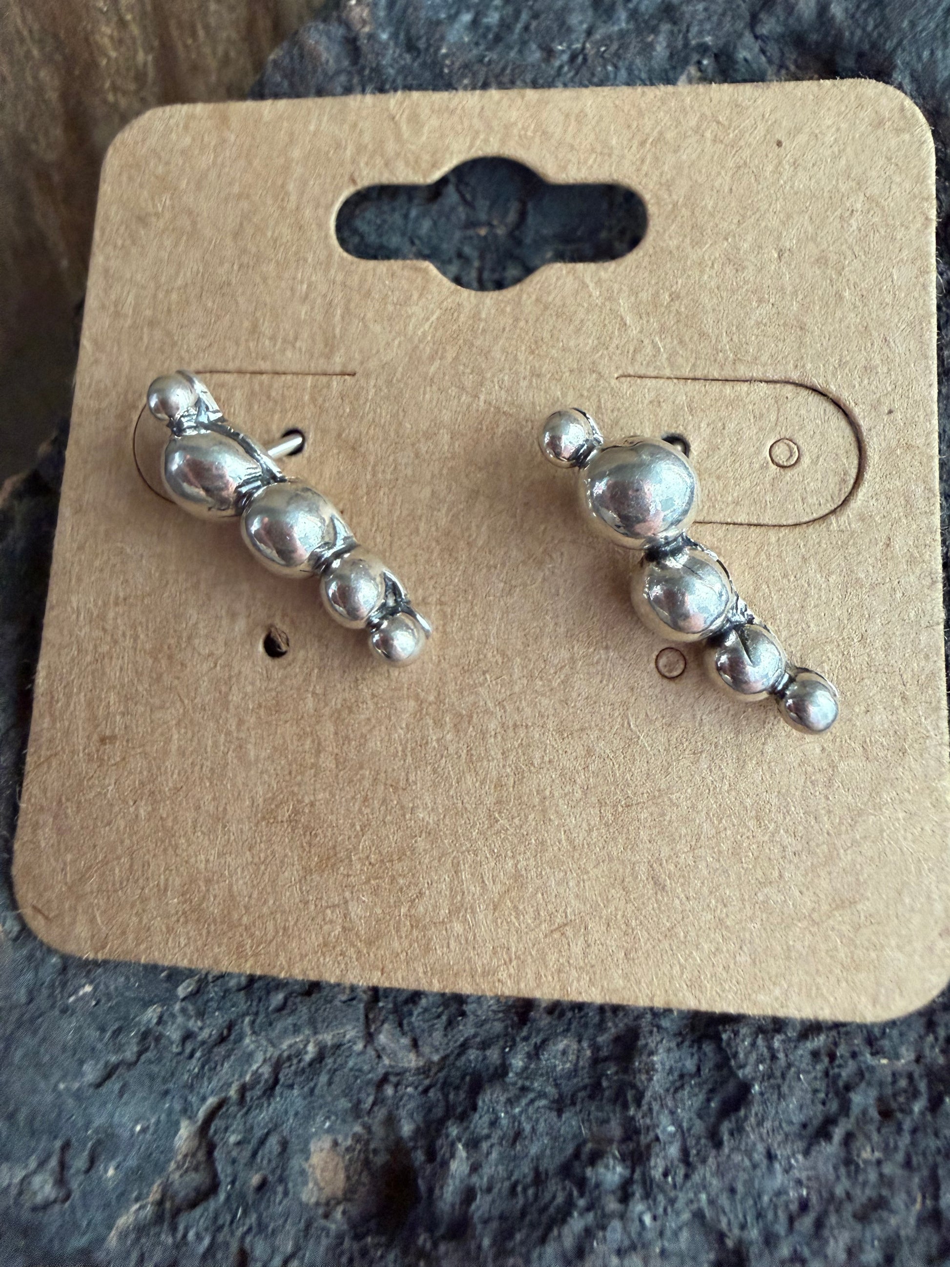 Native American Handmade Sterling Silver Ear Climber Earrings