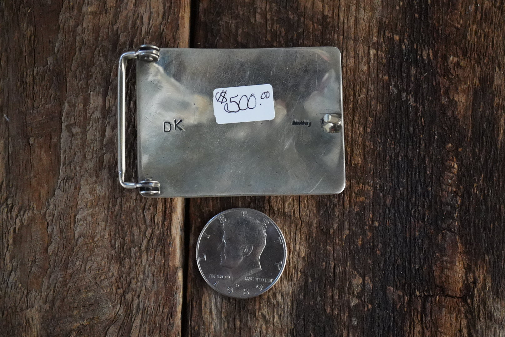 Vintage DK Sterling Silver Handmade Belt Buckle