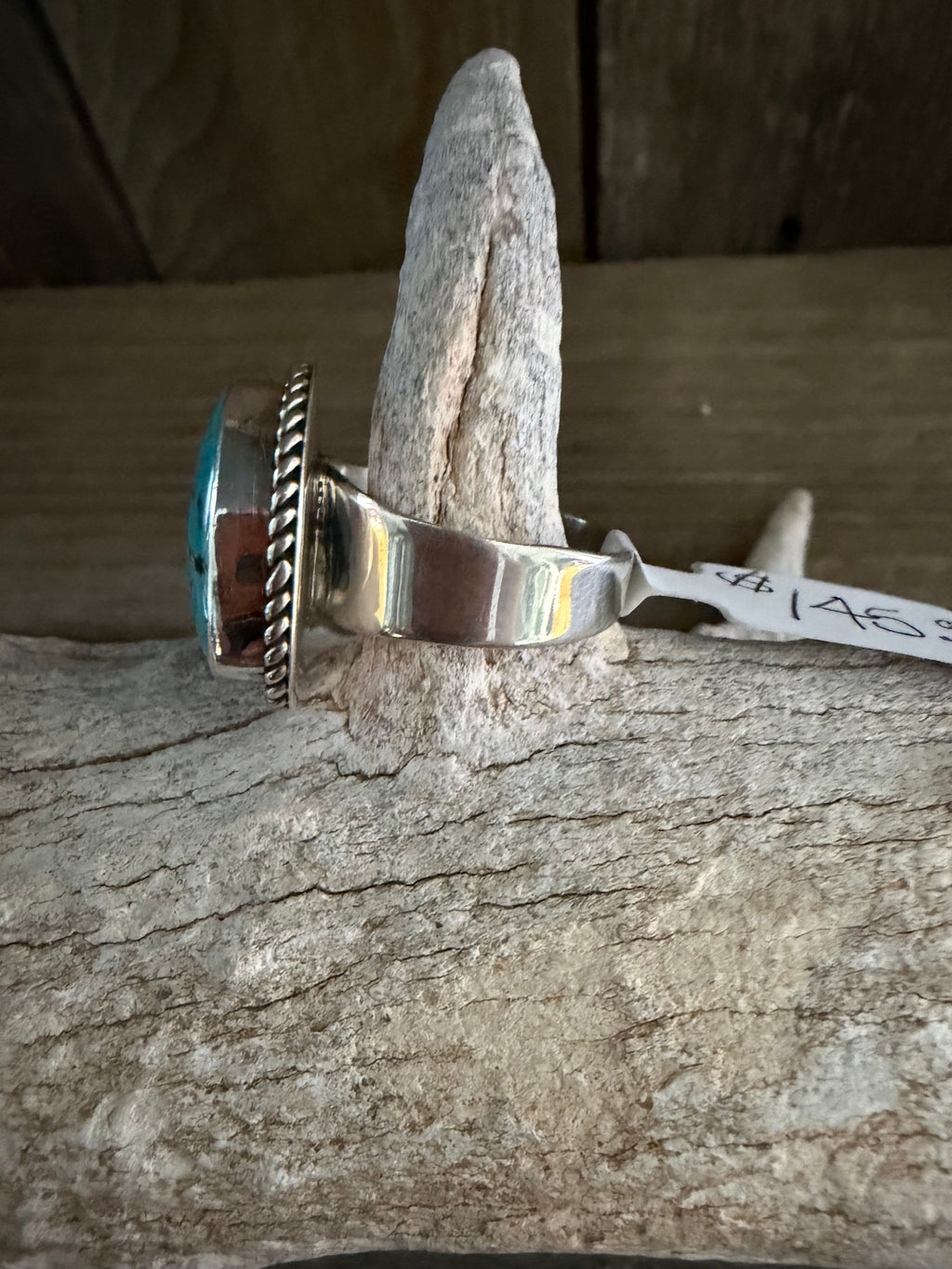 Native American 🇺🇸 Albert Jake Handmade Egyptian Turquoise-Sterling Silver Ring Size 8.25