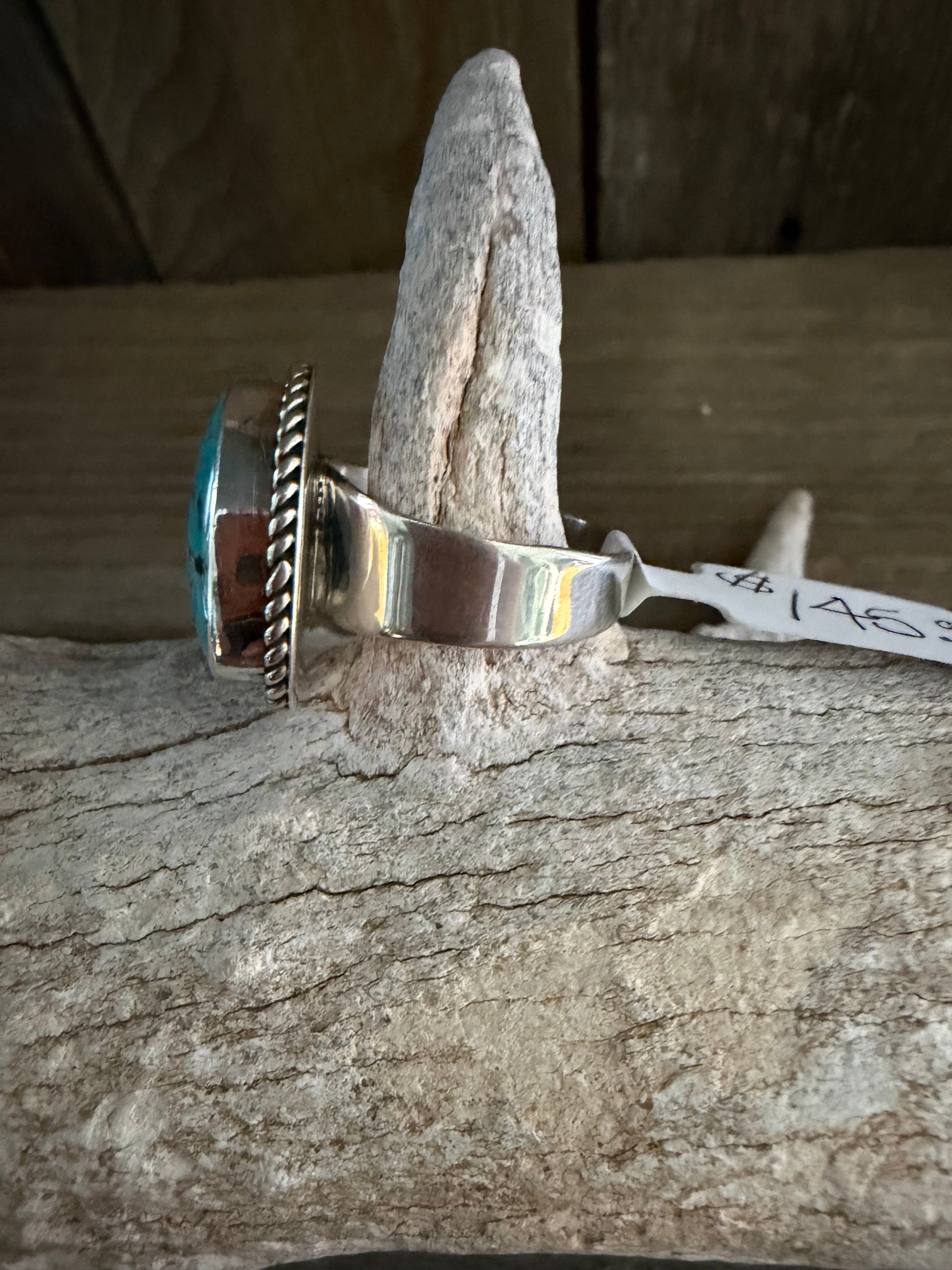 Native American 🇺🇸 Albert Jake Handmade Egyptian Turquoise-Sterling Silver Ring Size 8.25