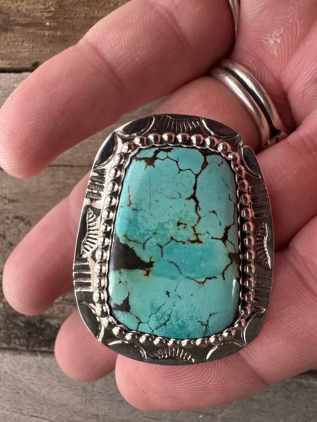 Handmade Sterling Silver RoystonTurquoise Pendant-Bolo